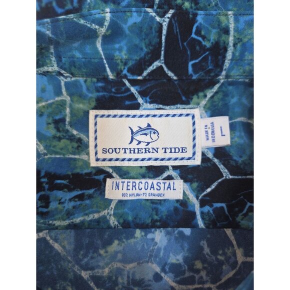 Southern Tide Mens Intercoastal Button-Up Shirt Large Blue Nylon Blend - Picture 6 of 7